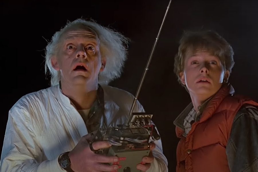 Christopher Lloyd und Michael J. Fox aus Zurück in die Zukunft