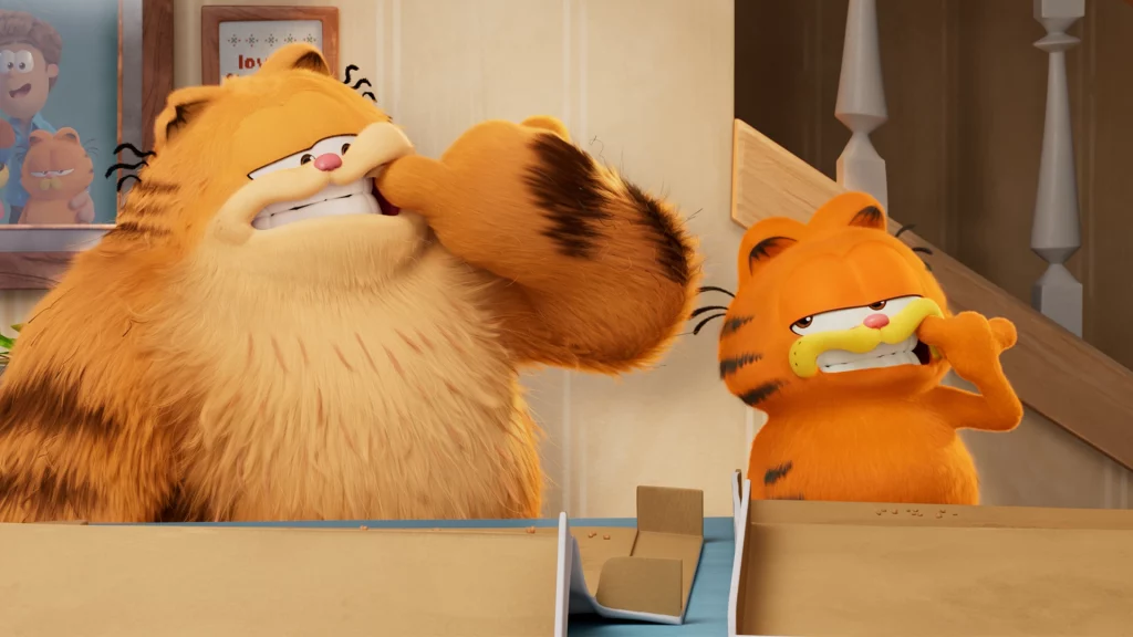 Chris Pratt und Samuel L Jackson als Garfield und Vic in Garfield – Eine extra Portion Abenteuer