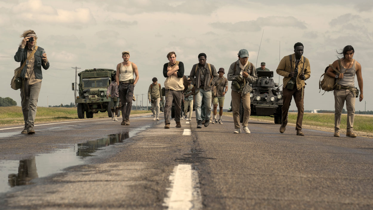 Joshua Odjick Cooper Hoffman Ben Wang Charlie Plummer Jordan Gonzalez Garrett Wareing Tut Nyuot und David Jonsson aus The Long Walk
