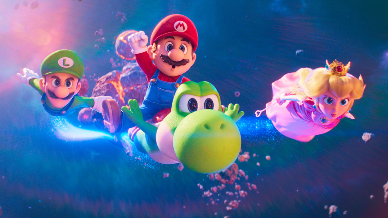 Chris Pratt Donald Glover Anya Taylor-Joy und Charlie Day aus Der Super Mario Galaxy Film