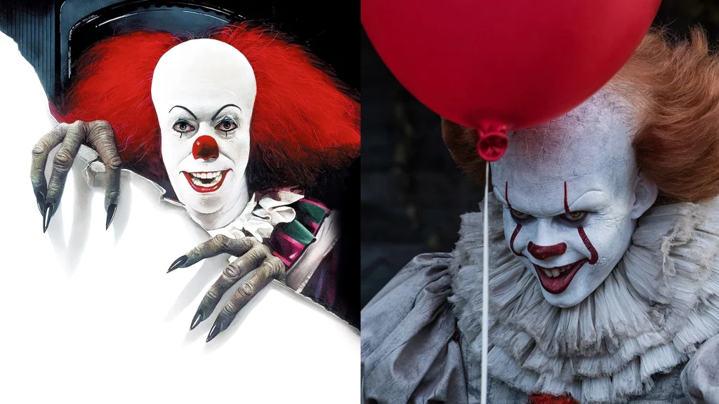 Tim Curry und Bill Skarsgard als Clown Pennywise in ES - IT