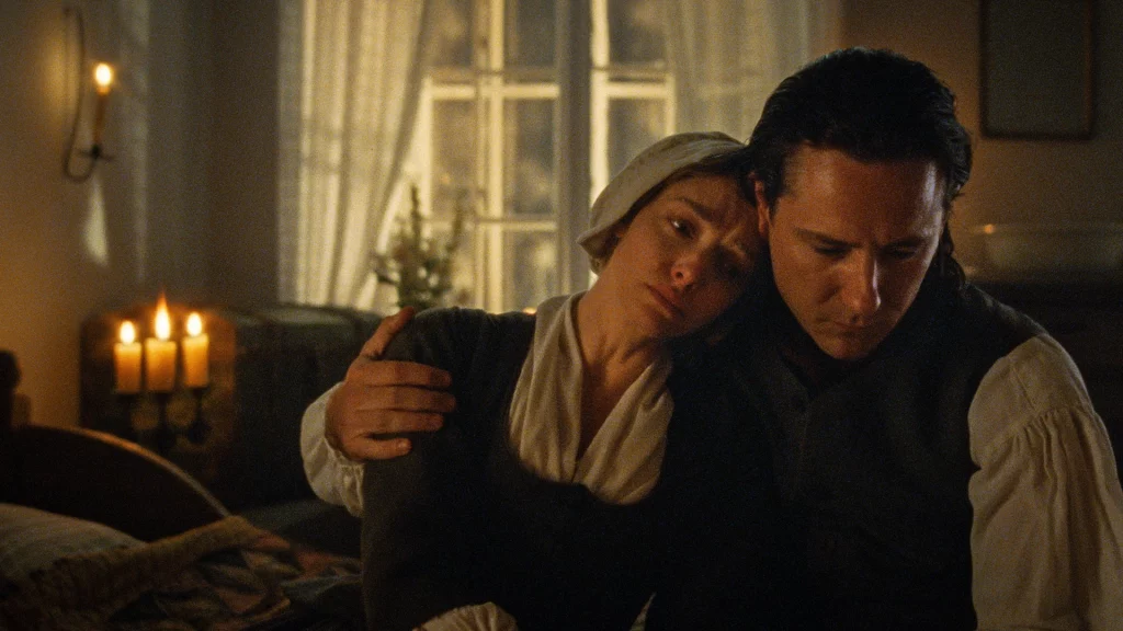 Amanda Seyfried als Ann und Lewis Pullman als William in The Testament of Ann Lee