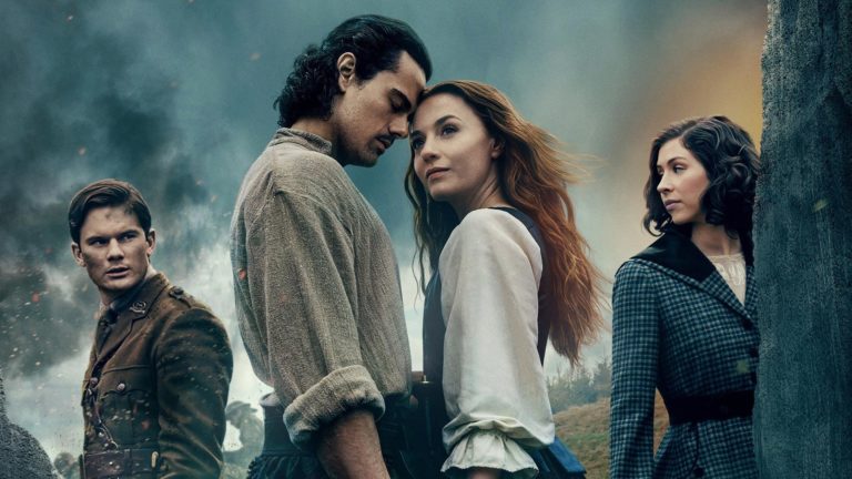 Jamie Roy Harriet Slater Jeremy Irvine und Hermione Corfield aus Outlander Blood of My Blood