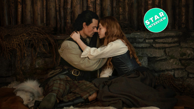 Jamie Roy als Brian Fraser und Harriet Slater als Ellen MacKenzie aus Outlander Blood of My Blood Staffel 2 Interview