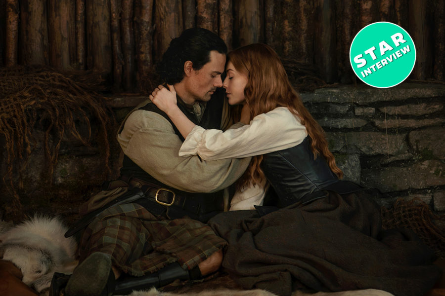 Jamie Roy als Brian Fraser und Harriet Slater als Ellen MacKenzie aus Outlander Blood of My Blood Staffel 2 Interview